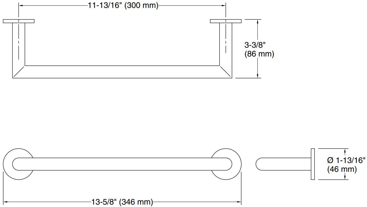 Bản vẽ giá khăn đơn Kallista P33002