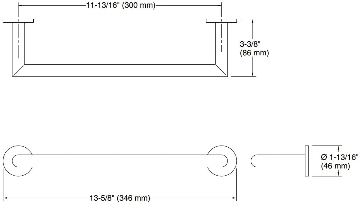 Bản vẽ giá khăn đơn Kallista P33002