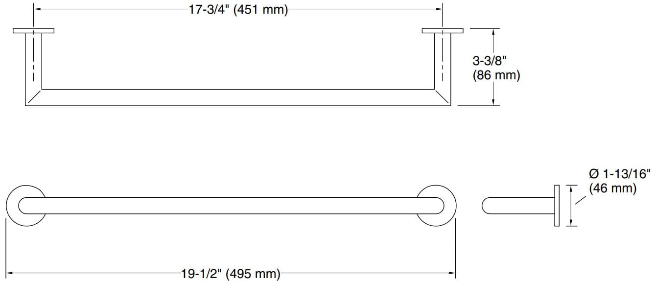 Bản vẽ giá khăn đơn Kallista P33003