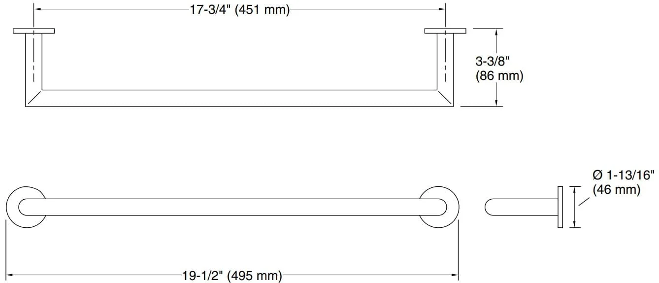 Bản vẽ giá khăn đơn Kallista P33003