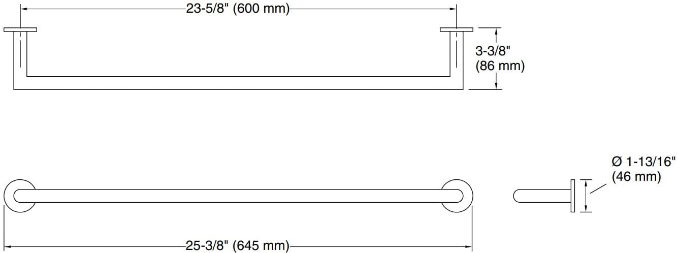 Bản vẽ giá khăn đơn Kallista P33004