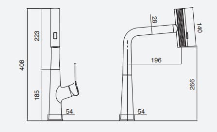 Bản vẽ kỹ thuật vòi chậu rửa bát dây rút Kluger KLF0018S