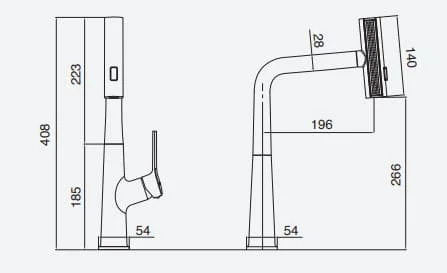 Bản vẽ kỹ thuật vòi chậu rửa bát dây rút Kluger KLF0018S