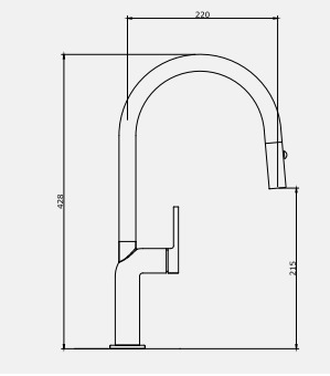 Bản vẽ kỹ thuật vòi chậu rửa bát dây rút Kluger KLF0020S