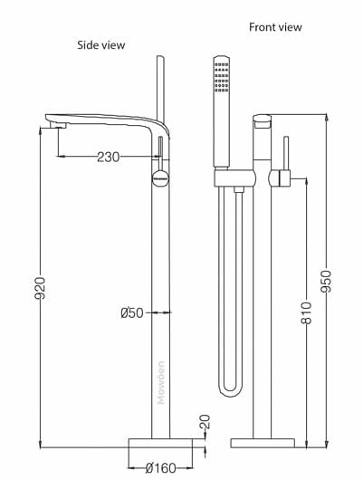 Bản vẽ kỹ thuật vòi bồn tắm Mowoen ETRO FB0009