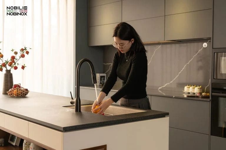 Vòi bếp nhập khẩu nguyên bộ Italy Nobili NB308G Mania