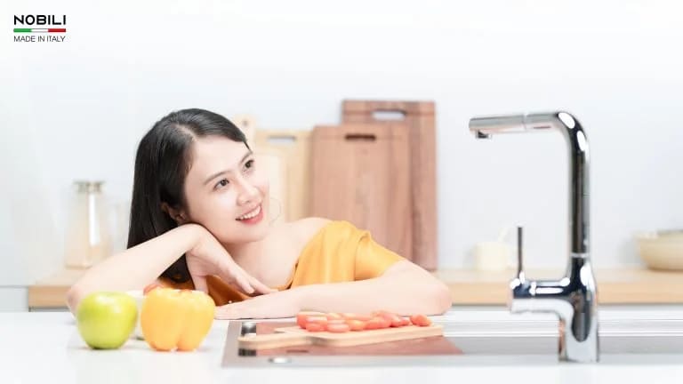 Vòi rửa chén dây rút Nobili NB215T cuốn hút phái nữ