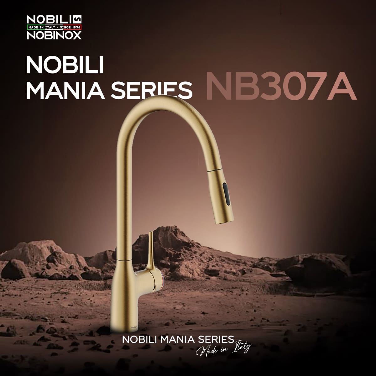 Vòi rửa chén dây rút vàng Nobili NB307A