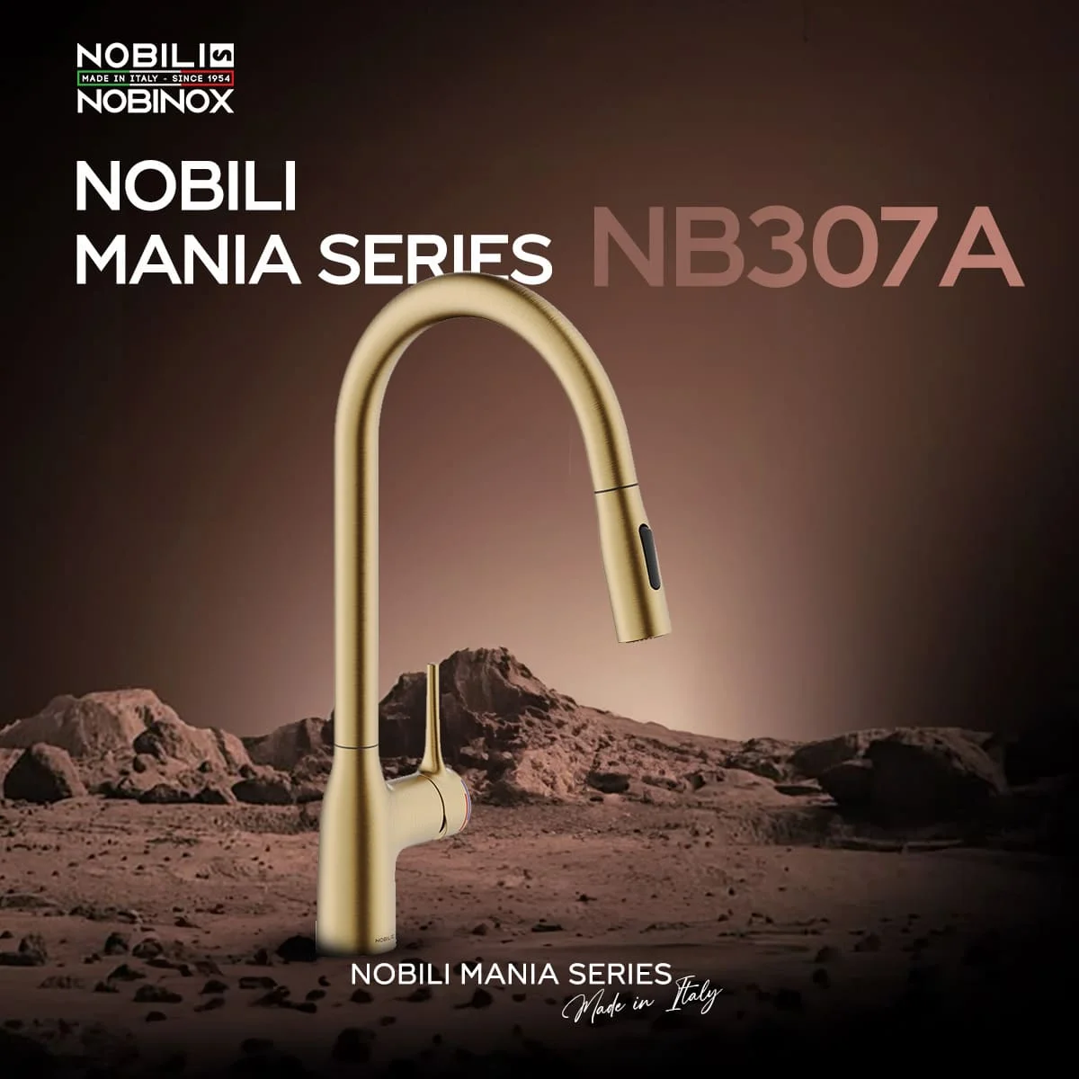 Vòi rửa chén dây rút vàng Nobili NB307A