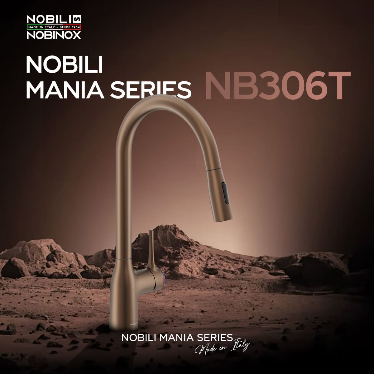 Vòi rửa chén dây rút vàng Nobili NB306T