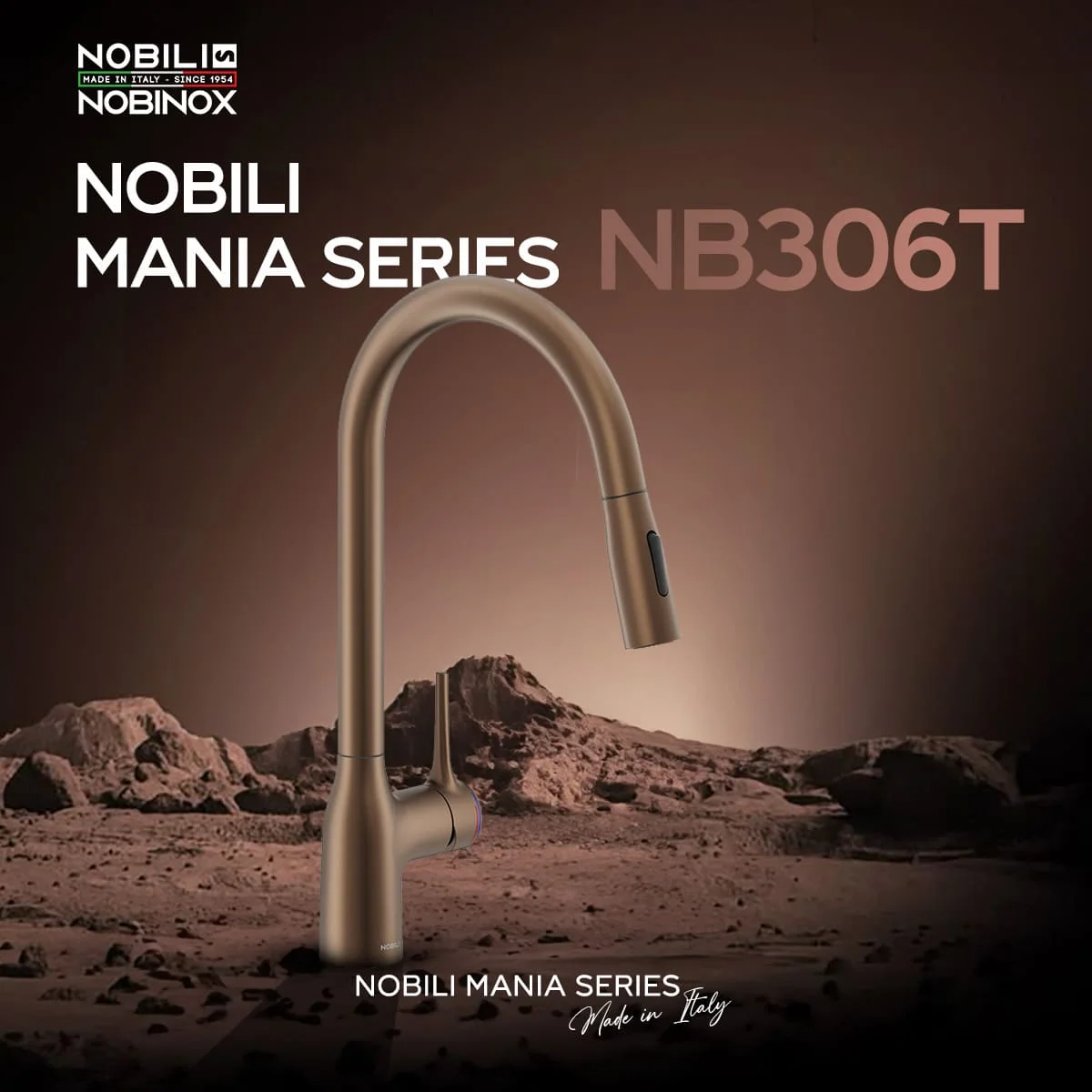 Vòi rửa chén dây rút vàng Nobili NB306T