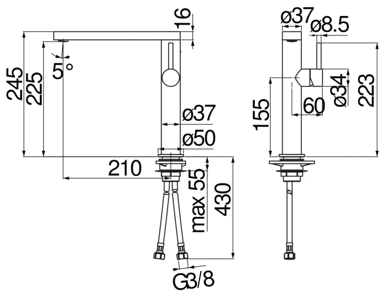 Bản vẽ vòi bếp nóng lạnh Nobili NB219R