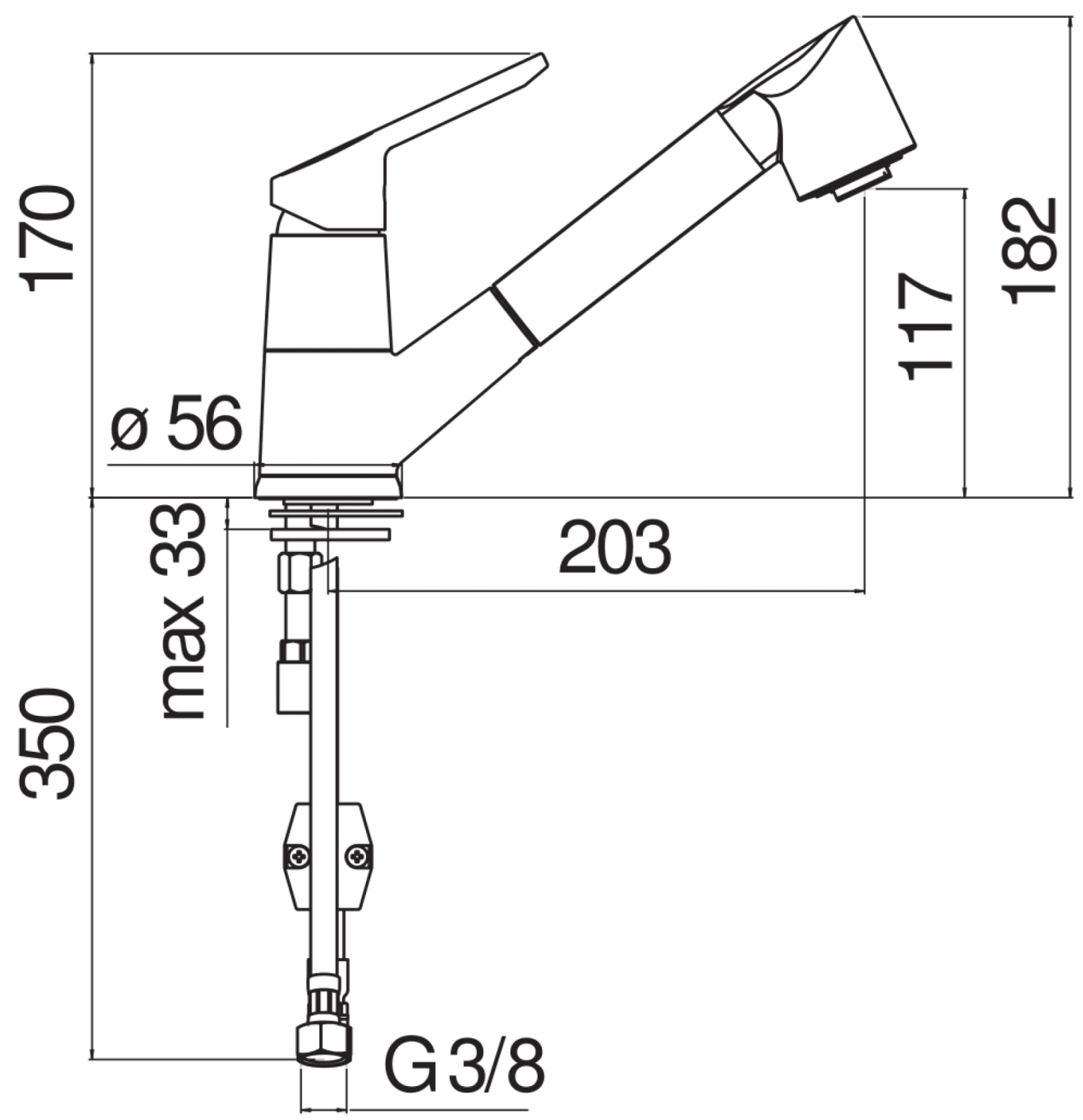Bản vẽ vòi bếp rút Nobili NB177 Ý