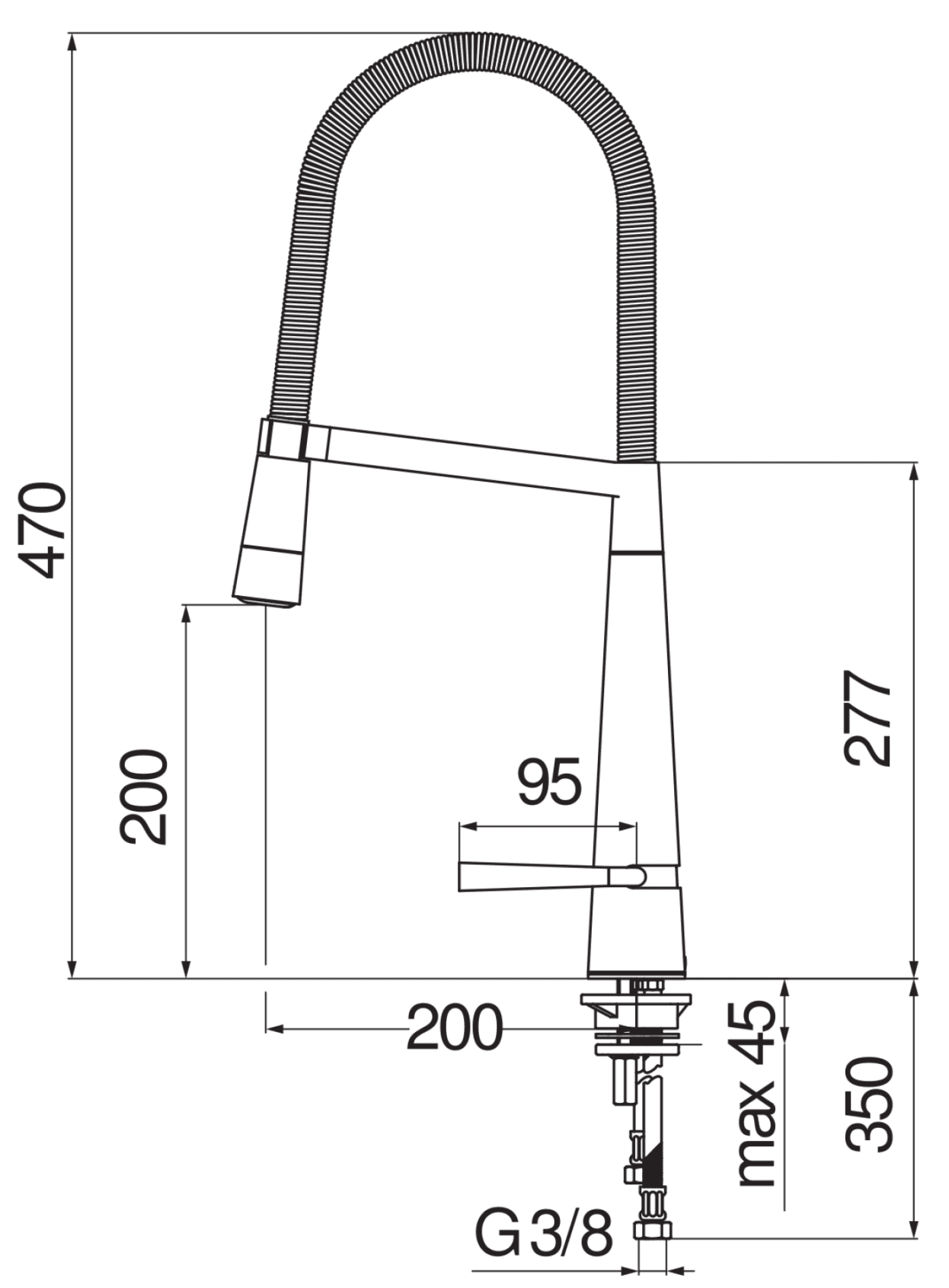 Bản vẽ vòi rửa bát Nobili Likid NB880