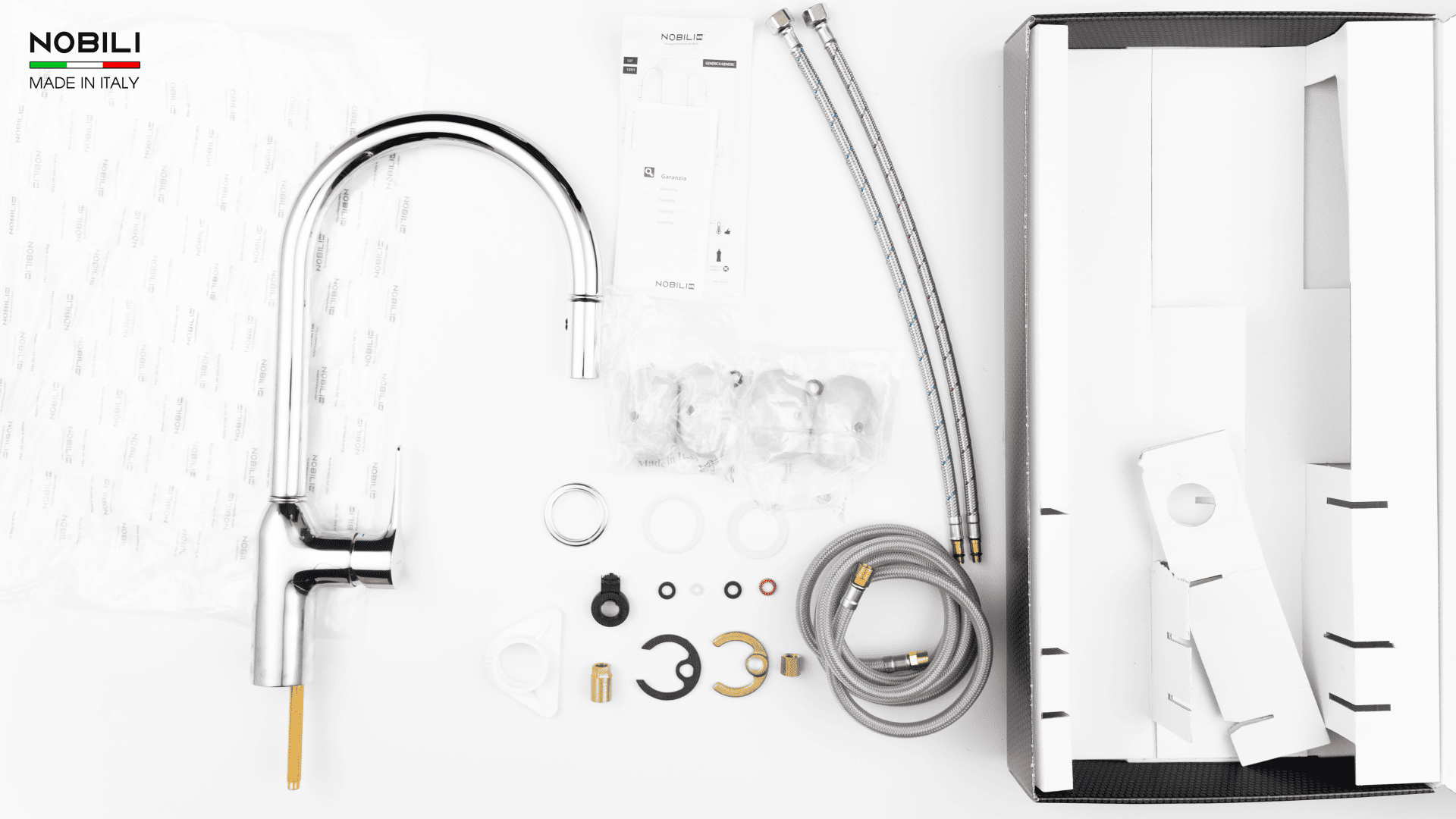 Đóng gói vòi rửa chén dây rút Italy Nobili NB131L
