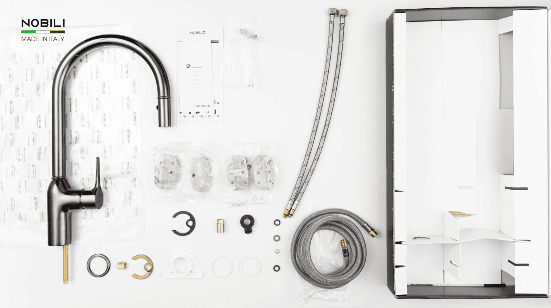 Đóng gói vòi rửa chén dây rút Italy Nobili NB131LTB