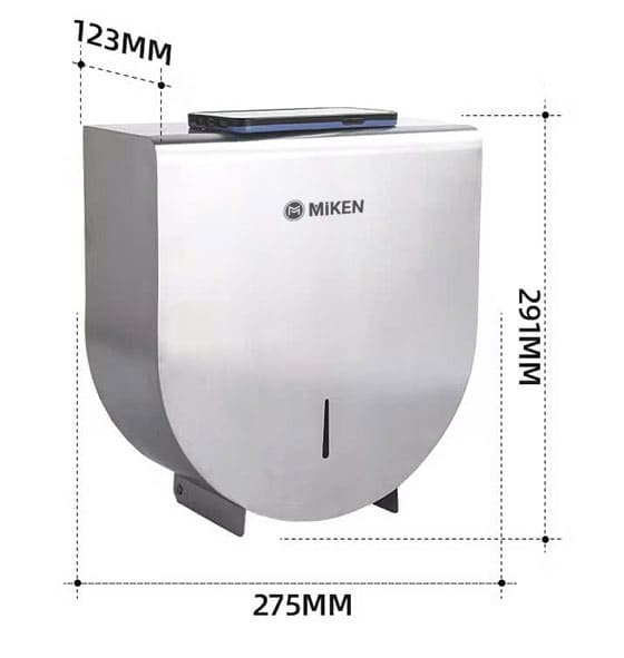 Hộp đựng giấy Inox 304 loại lớn Miken MK-1106B (Bóng gương)