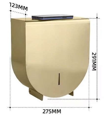 Hộp đựng giấy Inox 304 loại lớn màu vàng Miken MK-1106G-New (vàng mờ)