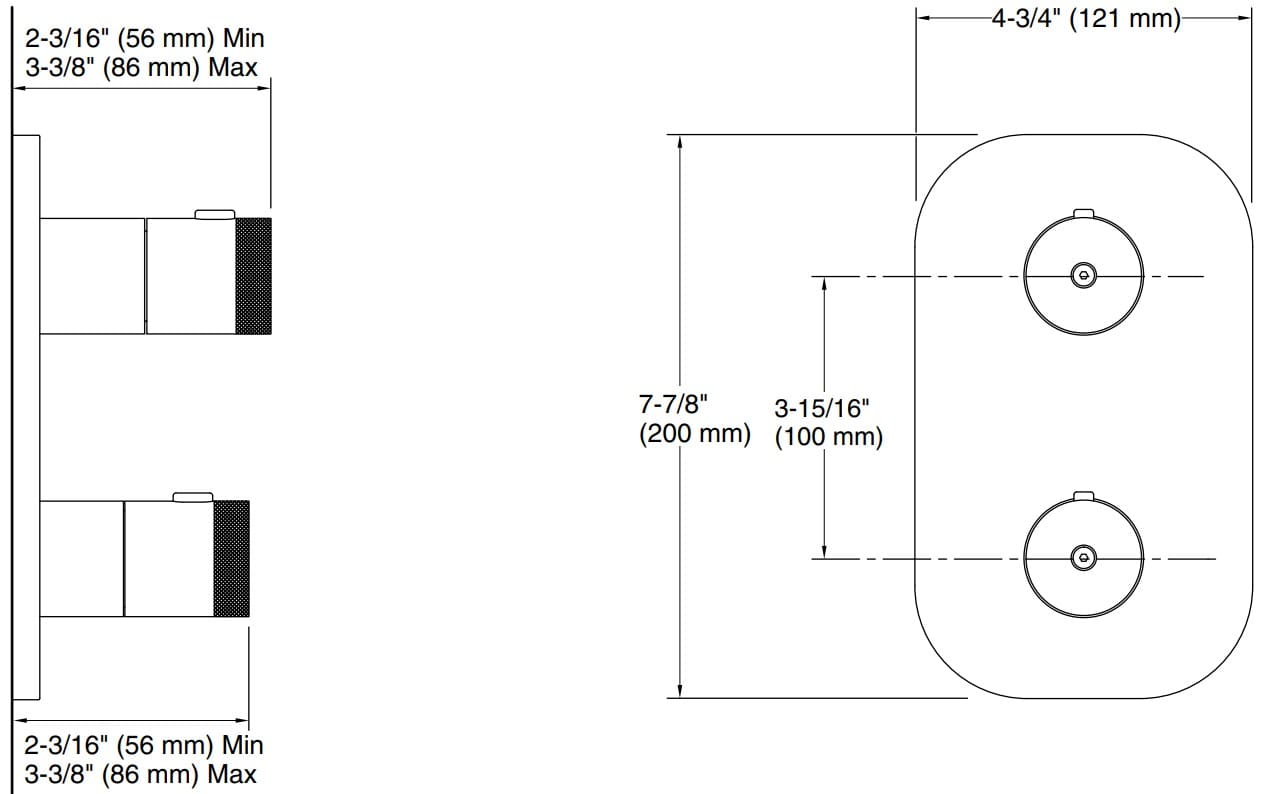 Bản vẽ bộ điều chỉnh âm tường Kallista P33494