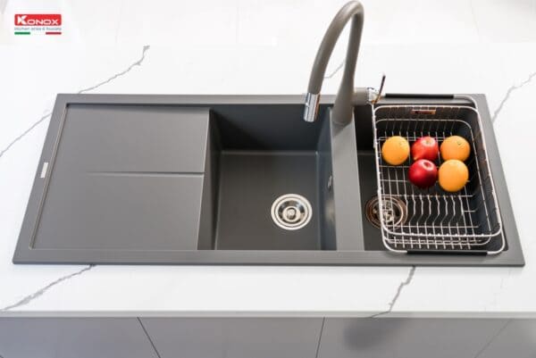 Chậu rửa bát 2 hố bàn phải Konox Livello Smart 1160-Grey
