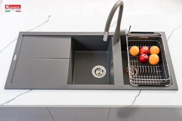 Chậu rửa bát 2 hố bàn phải Konox Livello Smart 1160-Grey