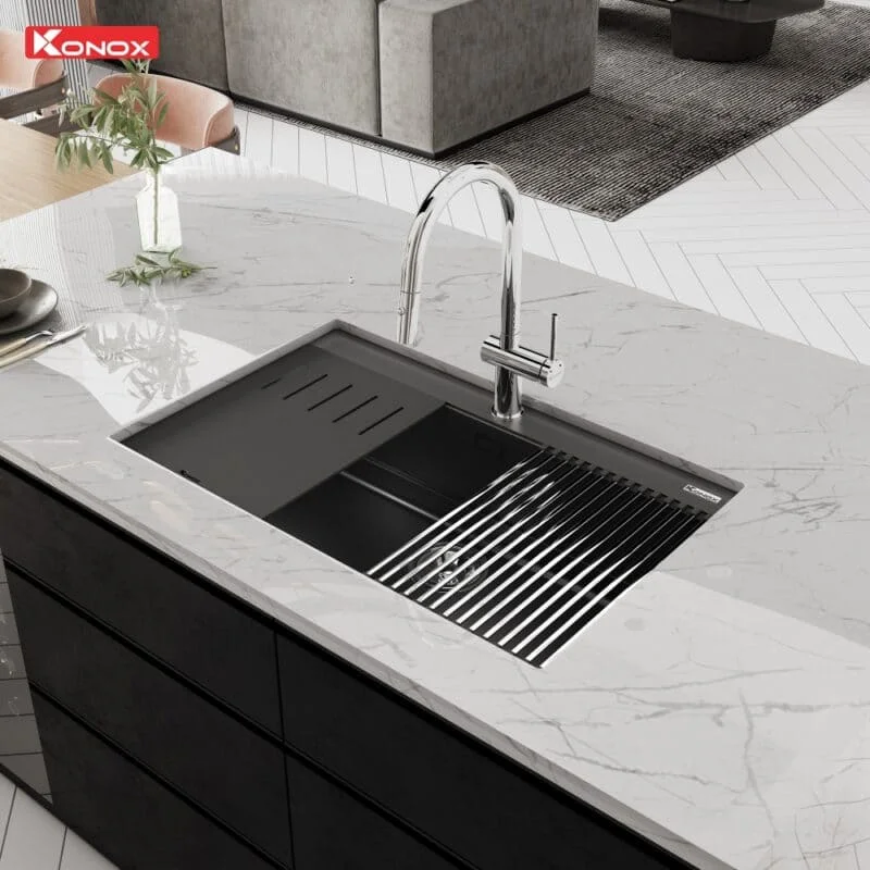 Chậu rửa bát 1 hố Konox Terra 790S Black