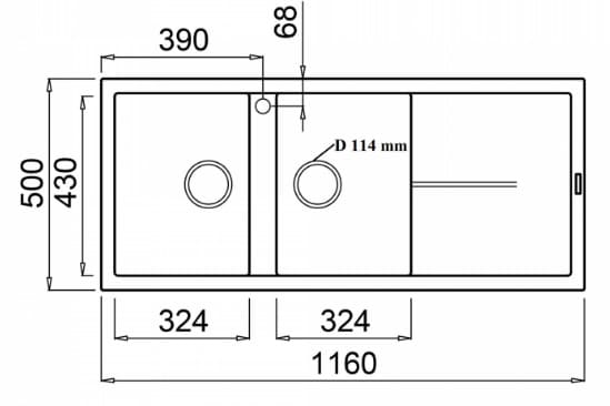 Chậu rửa bát 2 hố bàn phải Konox Livello Smart 1160-Black