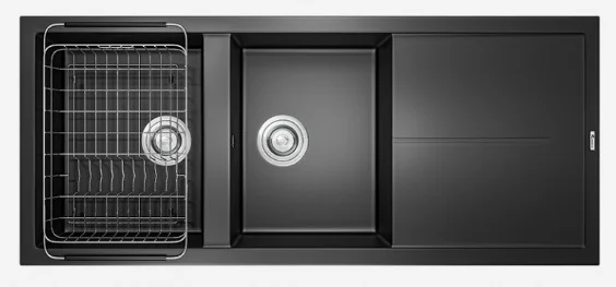 Chậu rửa bát 2 hố bàn phải Konox Livello Smart 1160-Black