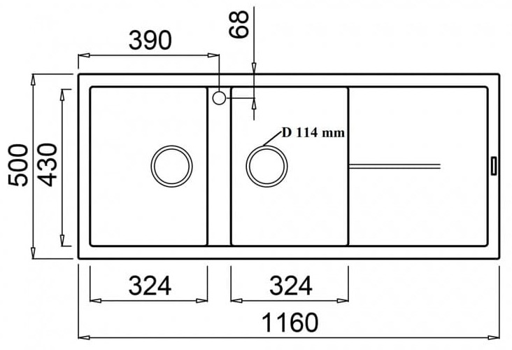 Chậu rửa bát 2 hố bàn phải Konox Livello Smart 1160-Grey