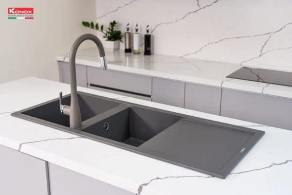 Chậu rửa bát 2 hố bàn phải Konox Livello Smart 1160-Grey