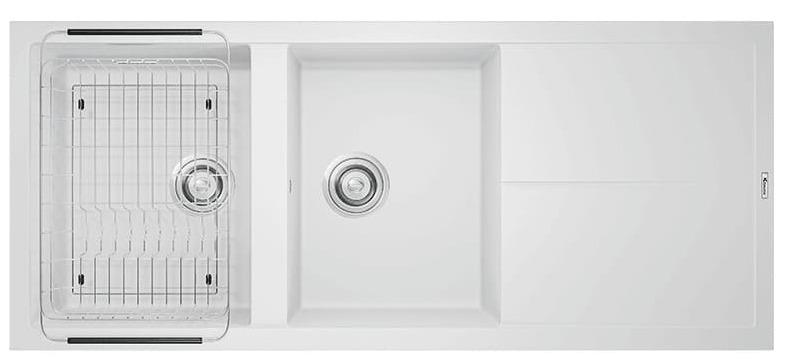 Chậu rửa bát 2 hố bàn phải Konox Livello Smart 1160-White Silver