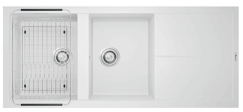 Chậu rửa bát 2 hố bàn phải Konox Livello Smart 1160-White Silver