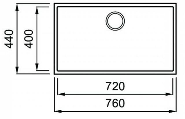 Bản vẽ kỹ thuật chậu rửa bát 1 hố Konox Naros 760S-Black