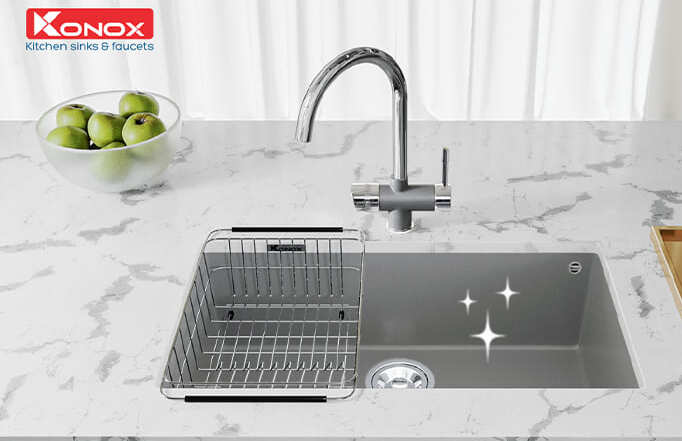 Chậu rửa bát 1 hố Konox Naros 760S-Grey