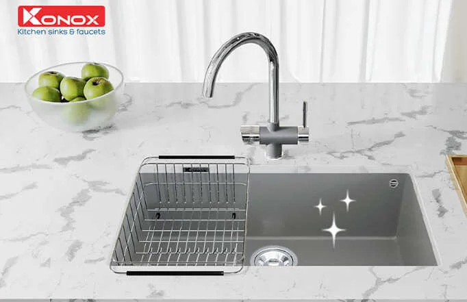 Chậu rửa bát 1 hố Konox Naros 760S-Grey