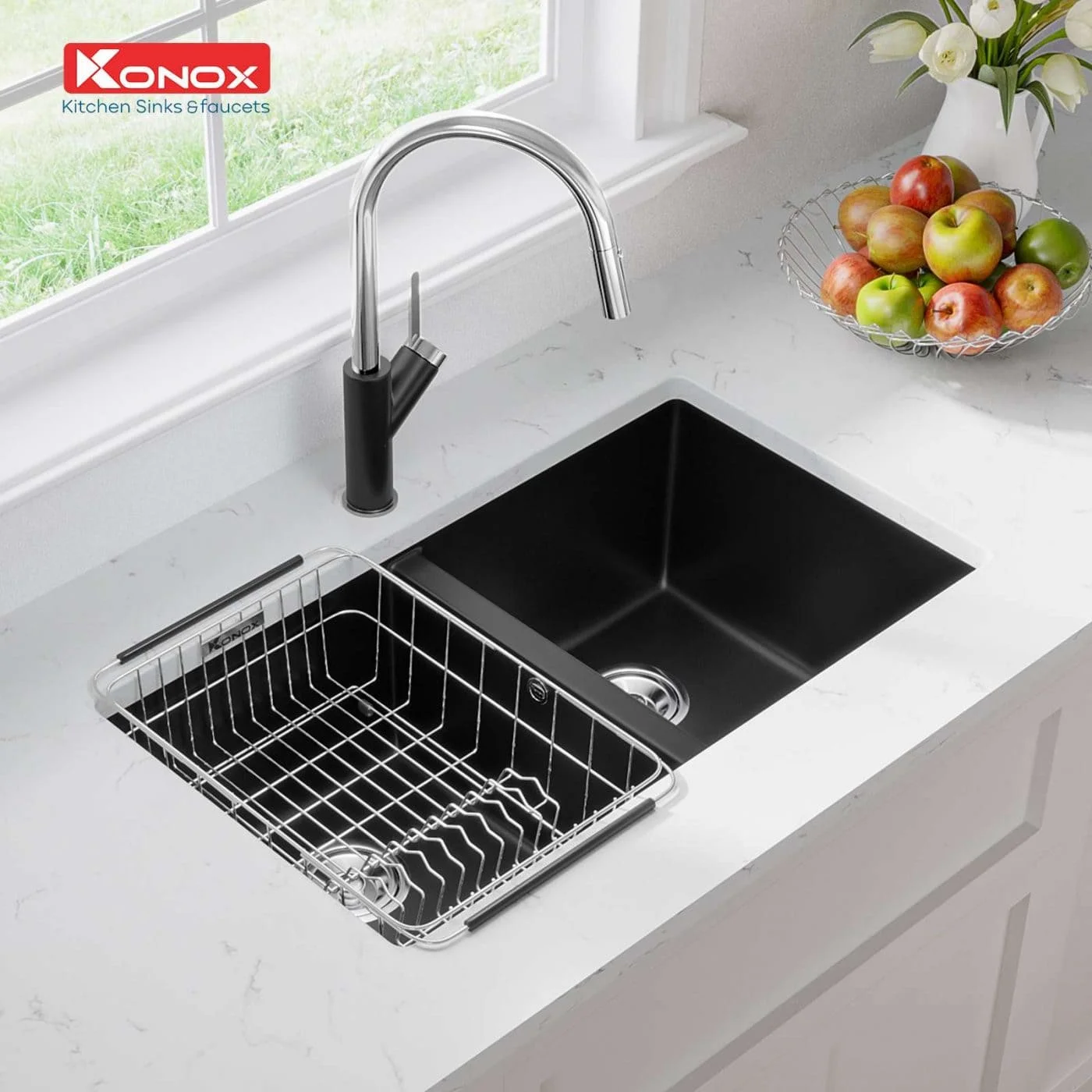 Chậu rửa bát 2 hố Konox Veloci 760D-Black