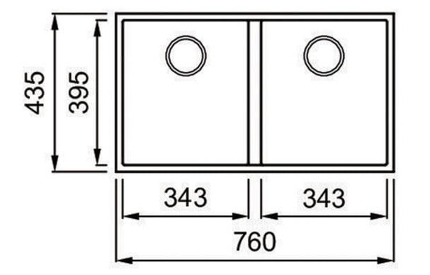 Bản vẽ kỹ thuật chậu rửa bát 2 hố Konox Veloci 760D-Grey