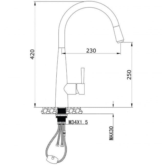 Vòi rửa bát nóng lạnh dây rút Konox KN1901C