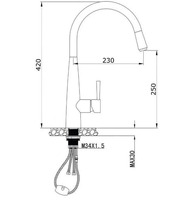 Vòi rửa bát nóng lạnh dây rút Konox KN1901C