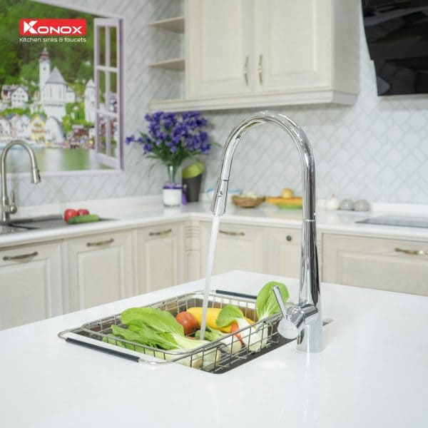 Vòi rửa bát nóng lạnh dây rút Konox KN1901C