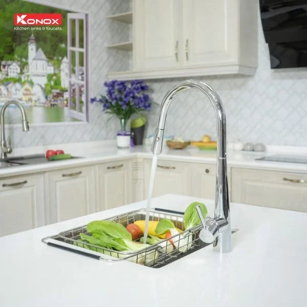 Vòi rửa bát nóng lạnh dây rút Konox KN1901C
