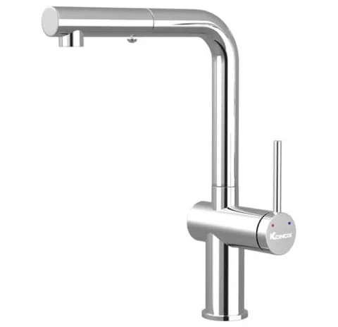 Vòi rửa bát nóng lạnh dây rút Konox Stream Chrome
