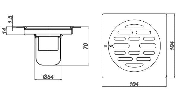 Bản vẽ kỹ thuật ga thoát sàn inox304 Sekino 304GS320