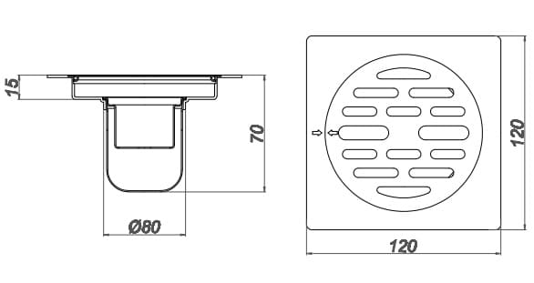 Bản vẽ kỹ thuật ga thoát sàn inox304 Sekino 304GS324