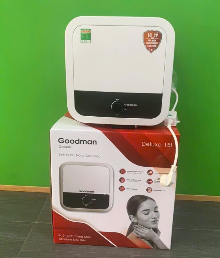 Bình nóng lạnh gián tiếp vuông 15 lít Goodman GV15