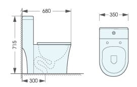 Bản vẽ kỹ thuật bồn cầu 1 khối nắp rơi êm Atmor AT1177