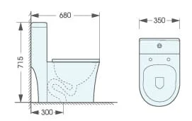 Bản vẽ kỹ thuật bồn cầu 1 khối nắp rơi êm Atmor AT1177