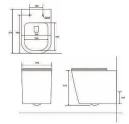 Bản vẽ kỹ thuật bồn cầu treo tường Atmor AT2178W