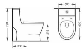 Bản vẽ kỹ thuật bồn cầu 1 khối nắp rơi êm Atmor AT8867