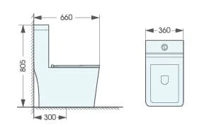 Bản vẽ kỹ thuật bồn cầu 1 khối nắp rơi êm Atmor AT8869